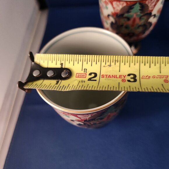 Arita Japanese Teacups Footed Yunomi Cobalt Blue Gold Trim Tea Cups Set 5 Imari - Picture 5 of 10